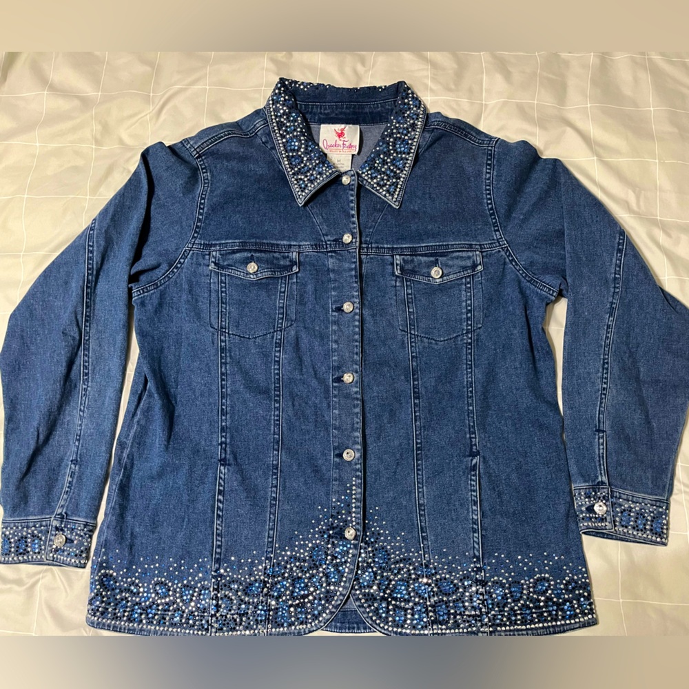QUACKER FACTORY BEDAZZLED JEAN JACKET